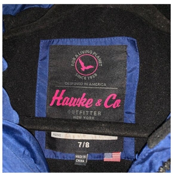 Hawke & Co Outfitter Blue Parka Coat With Faux Fur Hood Size 7/8 - Picture 4 of 8